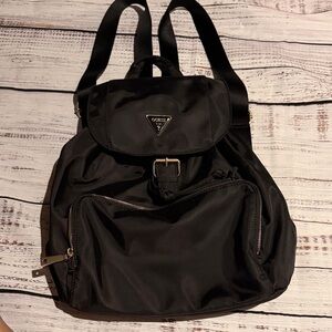 GUESS Black Nylon Backpack with Front Zip Pocket